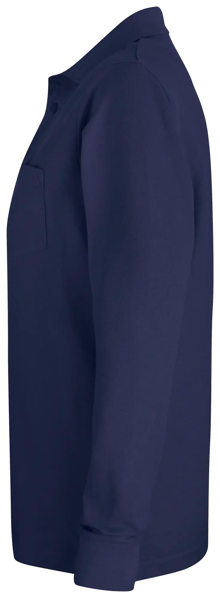 clique Basic Polo Pocket Langarm aus Baumwolle – dark Marineblau 3/4