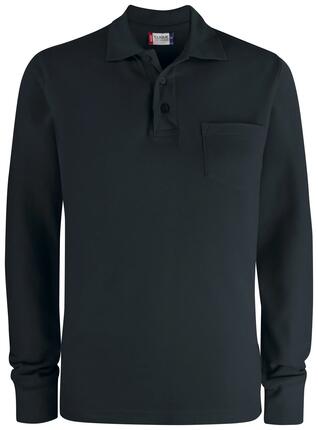 clique Basic Polo Pocket Langarm aus Baumwolle – black