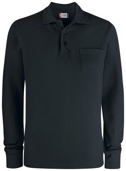 clique Basic Polo Pocket Langarm aus Baumwolle – black