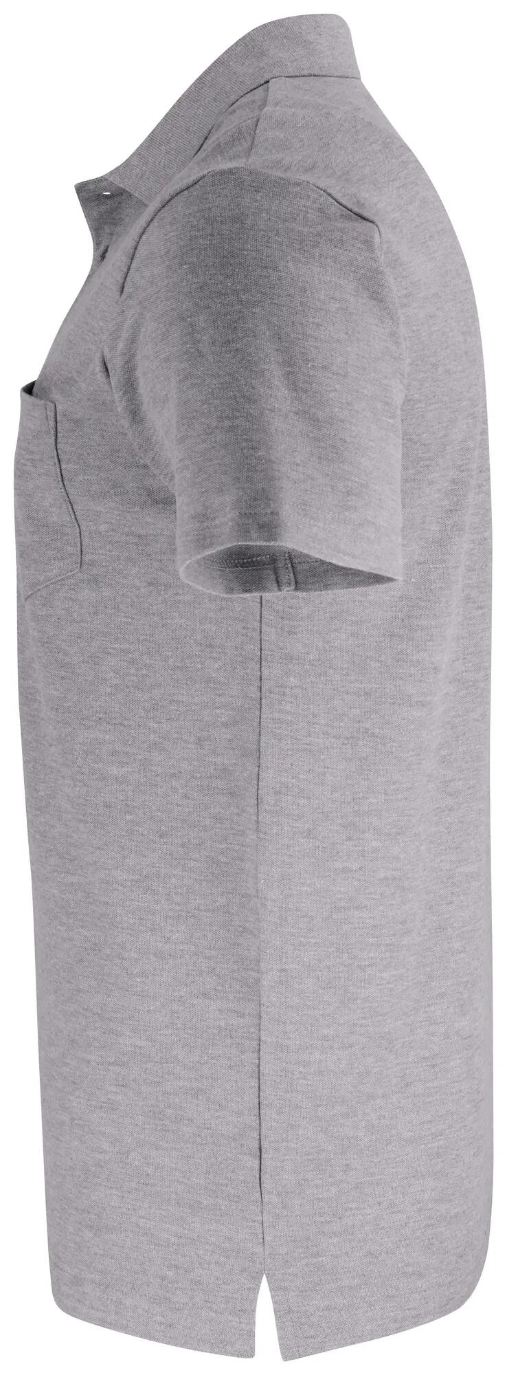 clique Basic Polo Pocket – Unisex polo van katoen met borstzak – grey melange 3/4