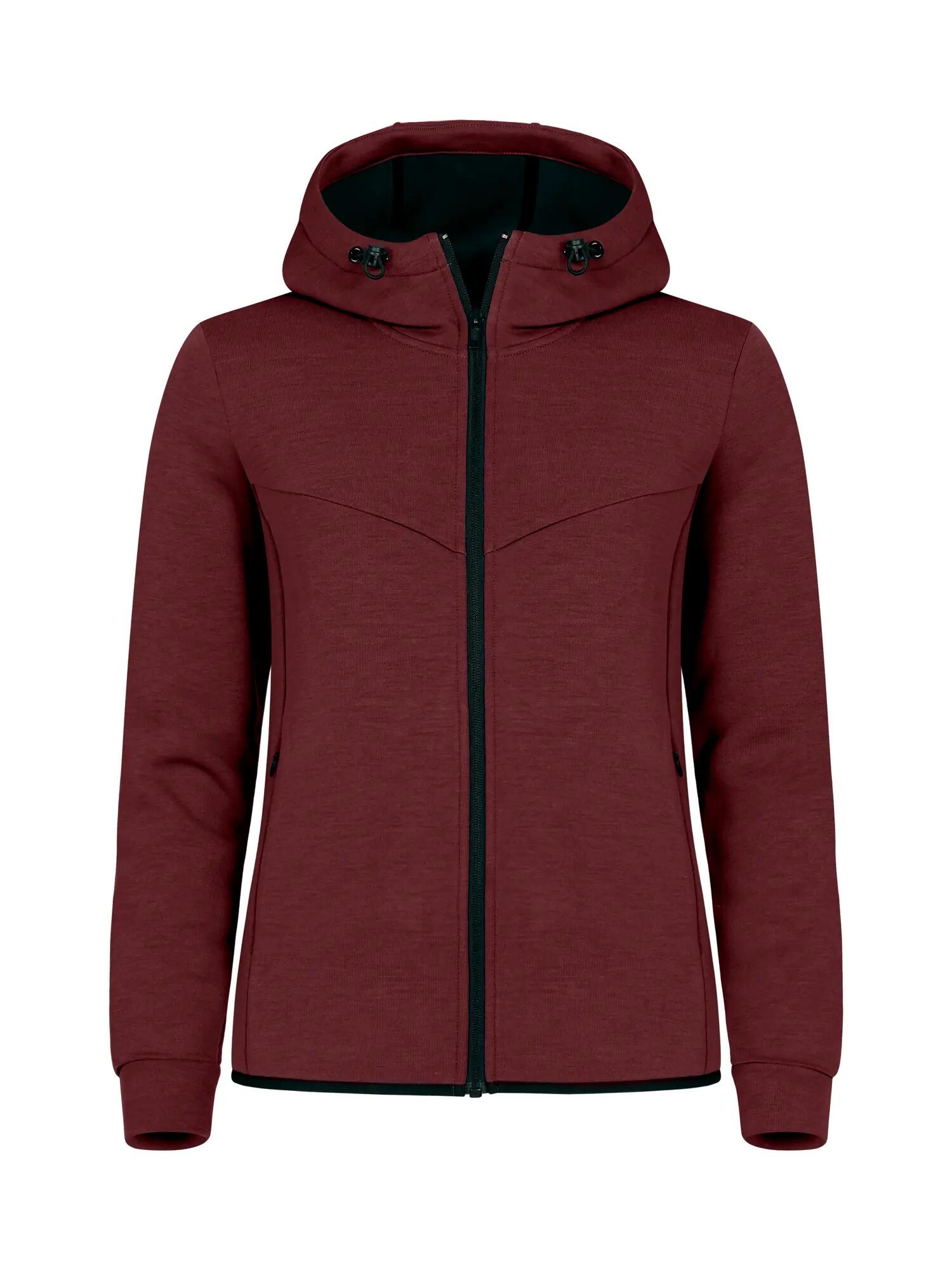 clique Hayden Women capuchonjack in zacht air-layer materiaal – Burgundy 1/5