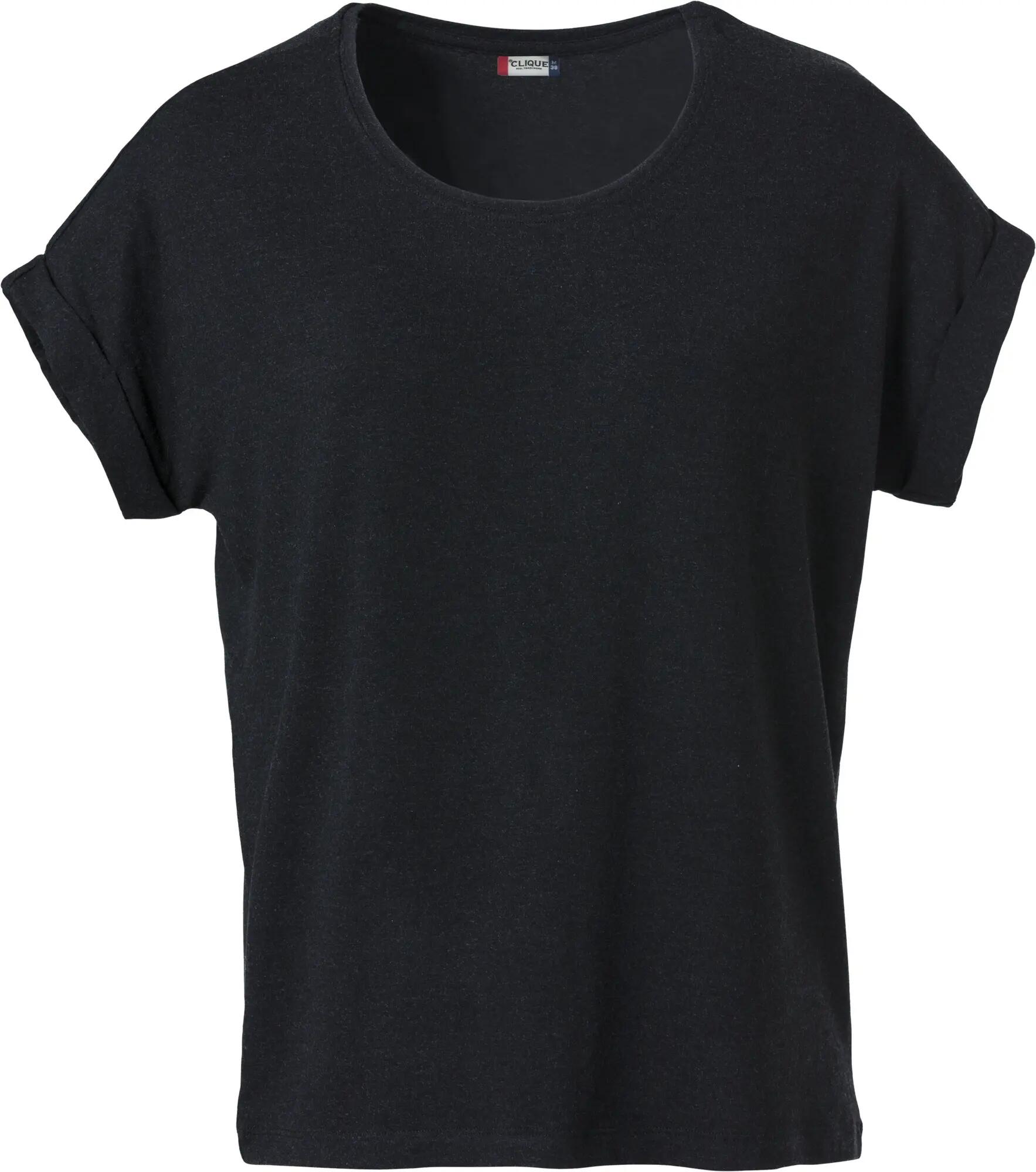 clique T-shirt feminina Katy em viscose macia, corte loose, preta – black 1/4