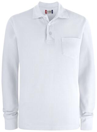 clique Basic Polo mit Tasche Langarm aus Baumwolle – white