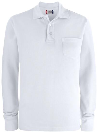 clique Basic Polo mit Tasche Langarm aus Baumwolle – white