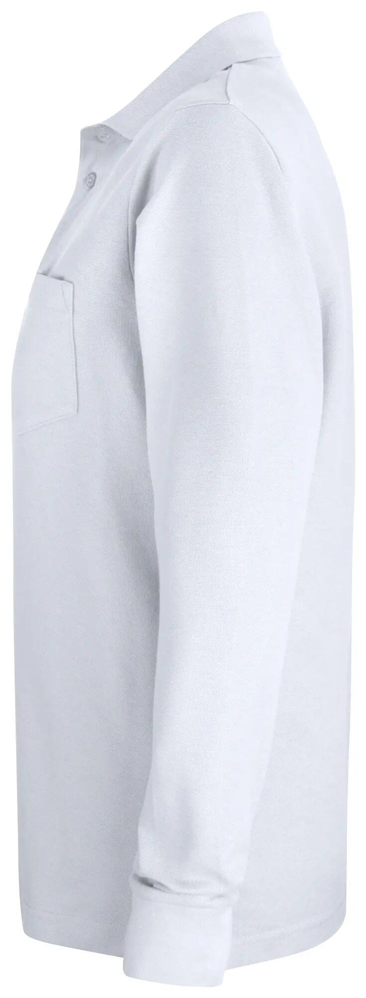 clique Polo Básico com bolso manga longa em algodão – white 3/4