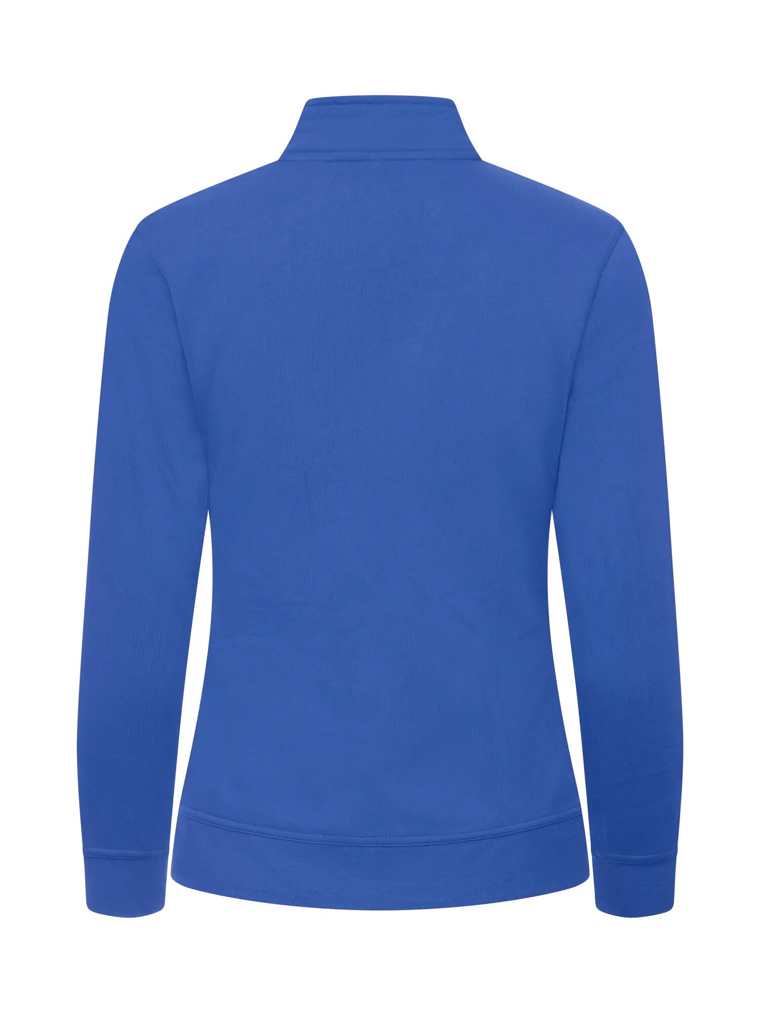 clique Cardigan Basic Mulher em felpa—macio e resistente – royal blue 3/4