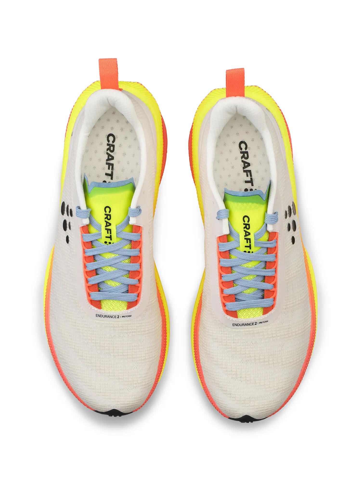 craft Endurance 2 M Laufschuh mit reaktiver Px Foam™-Dämpfung – Ash White/Shock 3/7