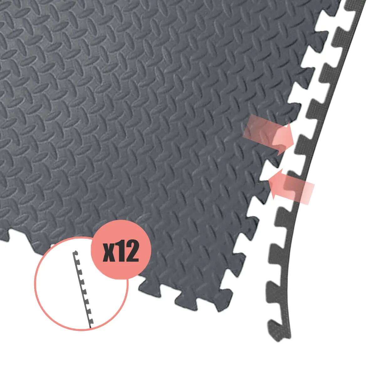 Mata puzzle pod sprzęt do ćwiczeń 6 szt. 2,16 m² z listwami ochronna na siłownię 5/7