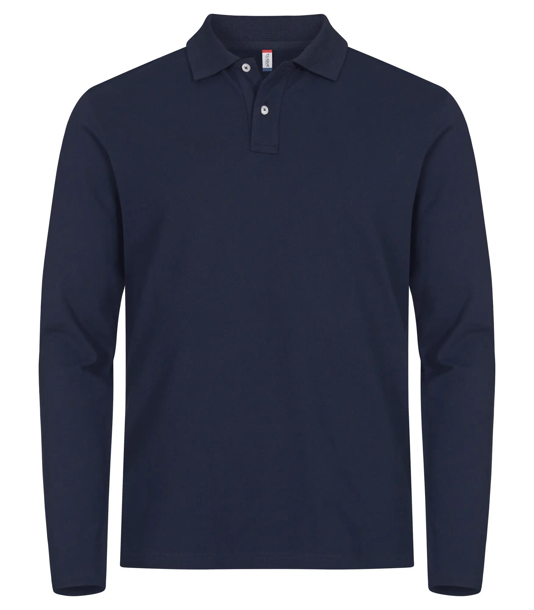 clique Stretch Premium Polo L/S van rekbare katoen – Navy 1/5