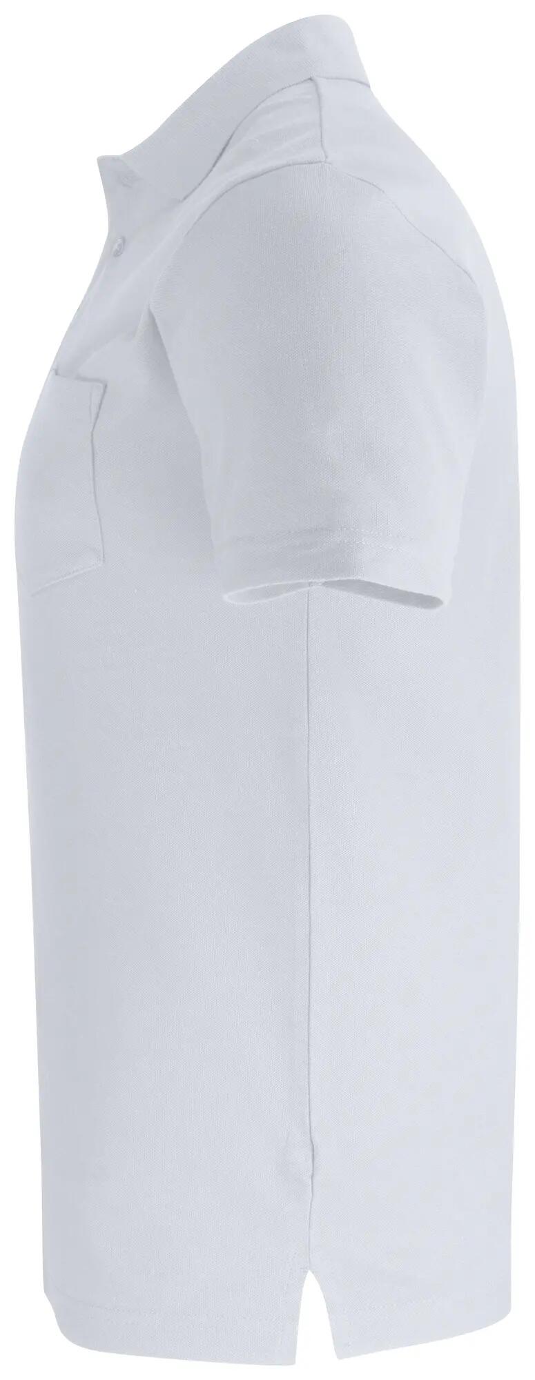 clique Basic Polo Pocket — polo unissexo em algodão com bolso – white 3/4