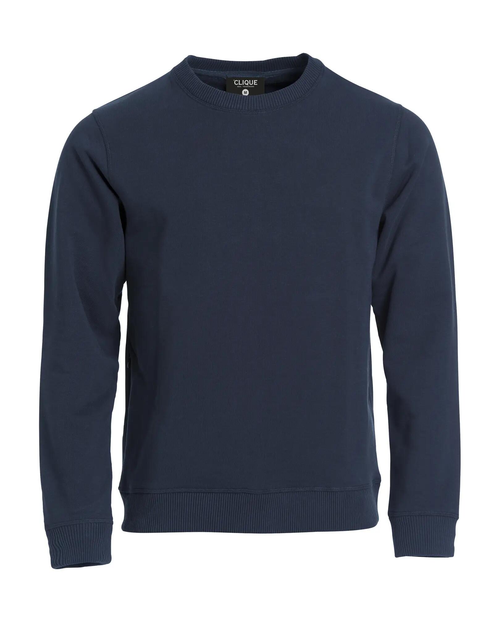 clique Classic Roundneck Sweatshirt mit Reißverschlusstasche – dark Marineblau 1/4