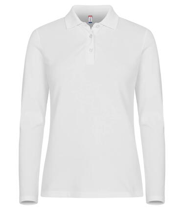 clique Stretch Premium Polo L/S Femme – Polo manches longues extensible – White