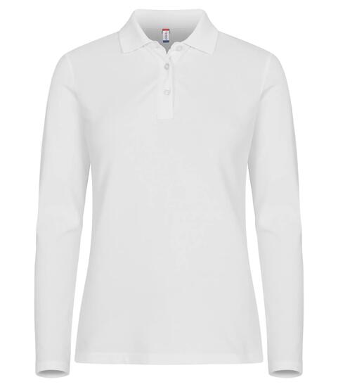 clique Stretch Premium Polo L/S Femme – Polo manches longues extensible – White