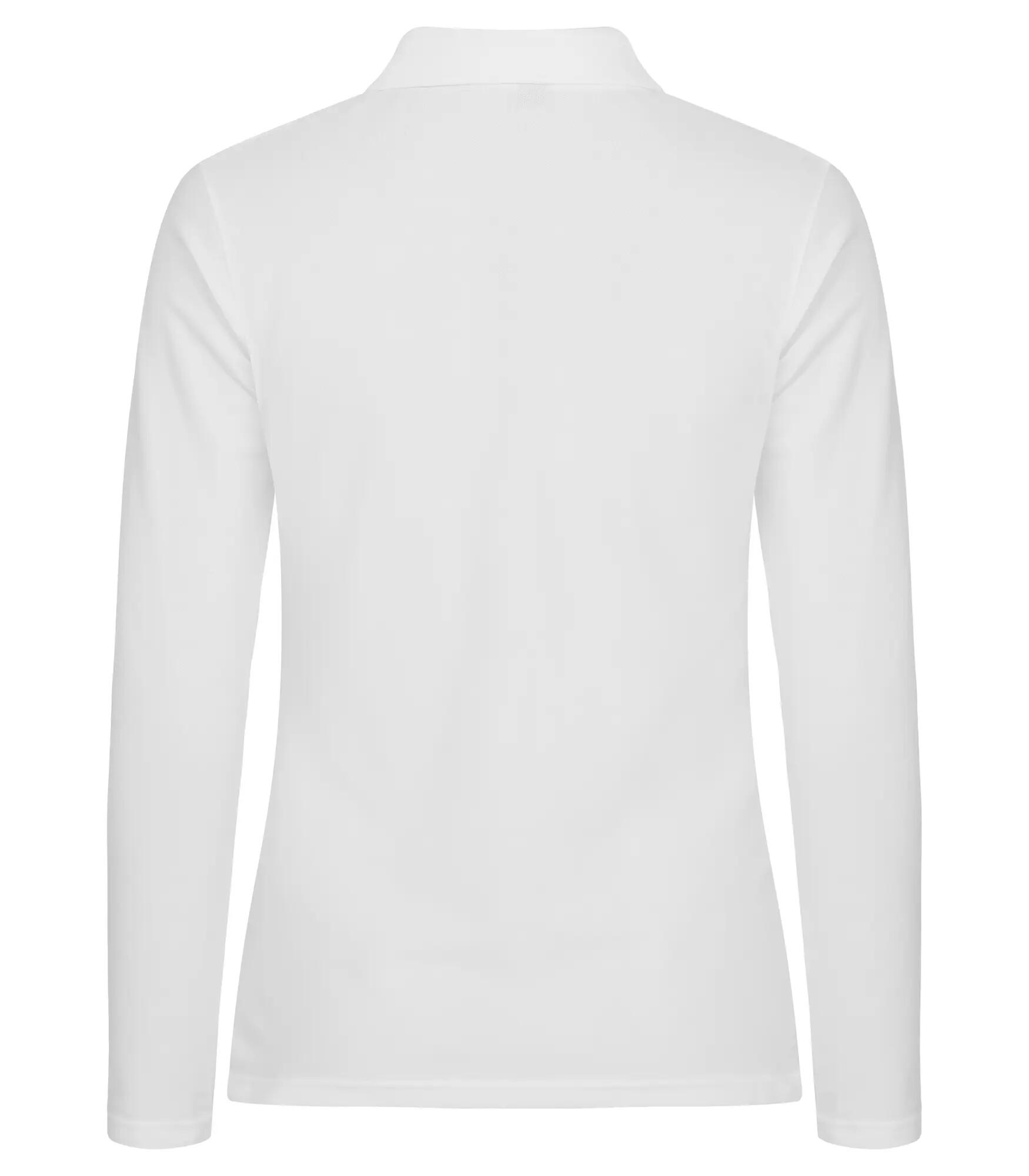 clique Stretch Premium Polo L/S Dames – katoen met elastaan – White 4/4