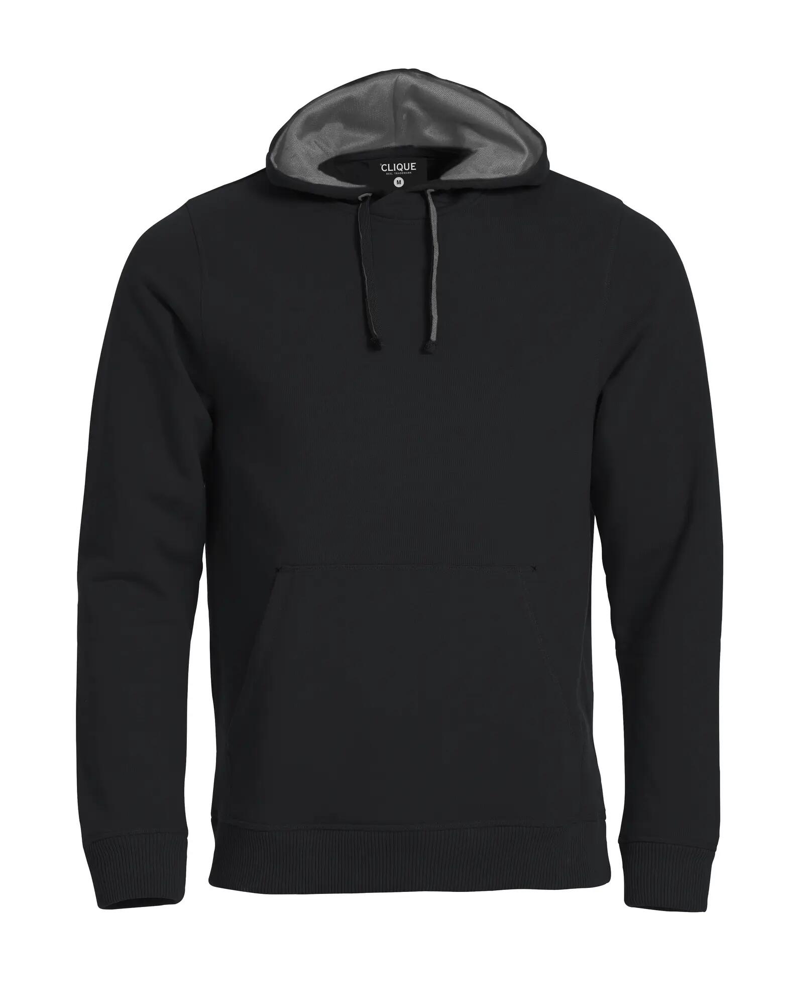 clique Classic Hoody – sweat à capuche noir, doublure mesh contrastée – black 1/4