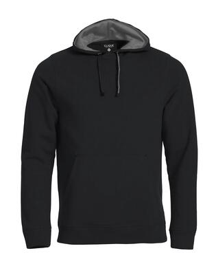 Clique classic hoody – heren hoodie zwart met kangaroo-zak – black