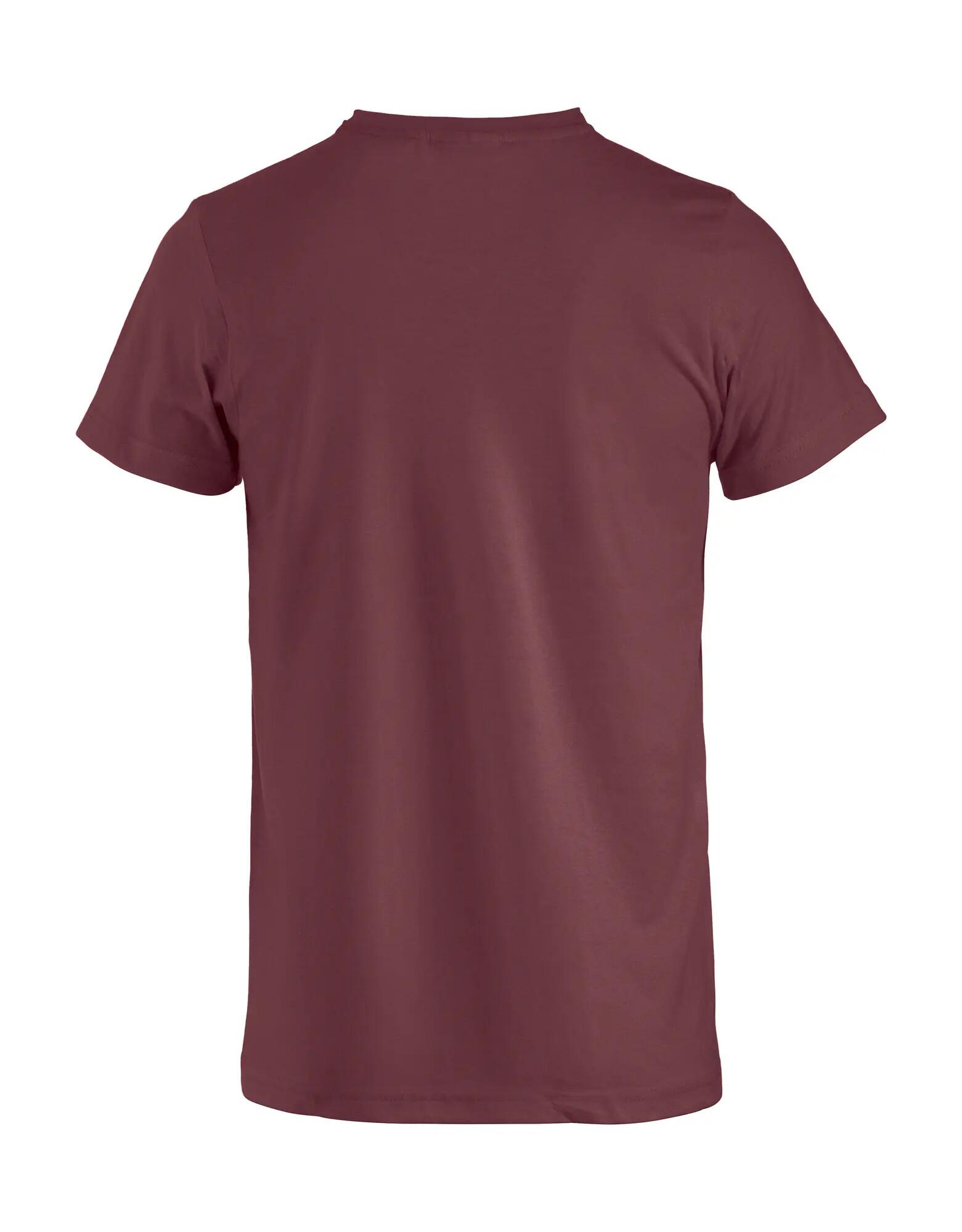 clique Basic-T Junior T-shirt z prążkowanym wykończeniem z bawełny – burgundy 4/4