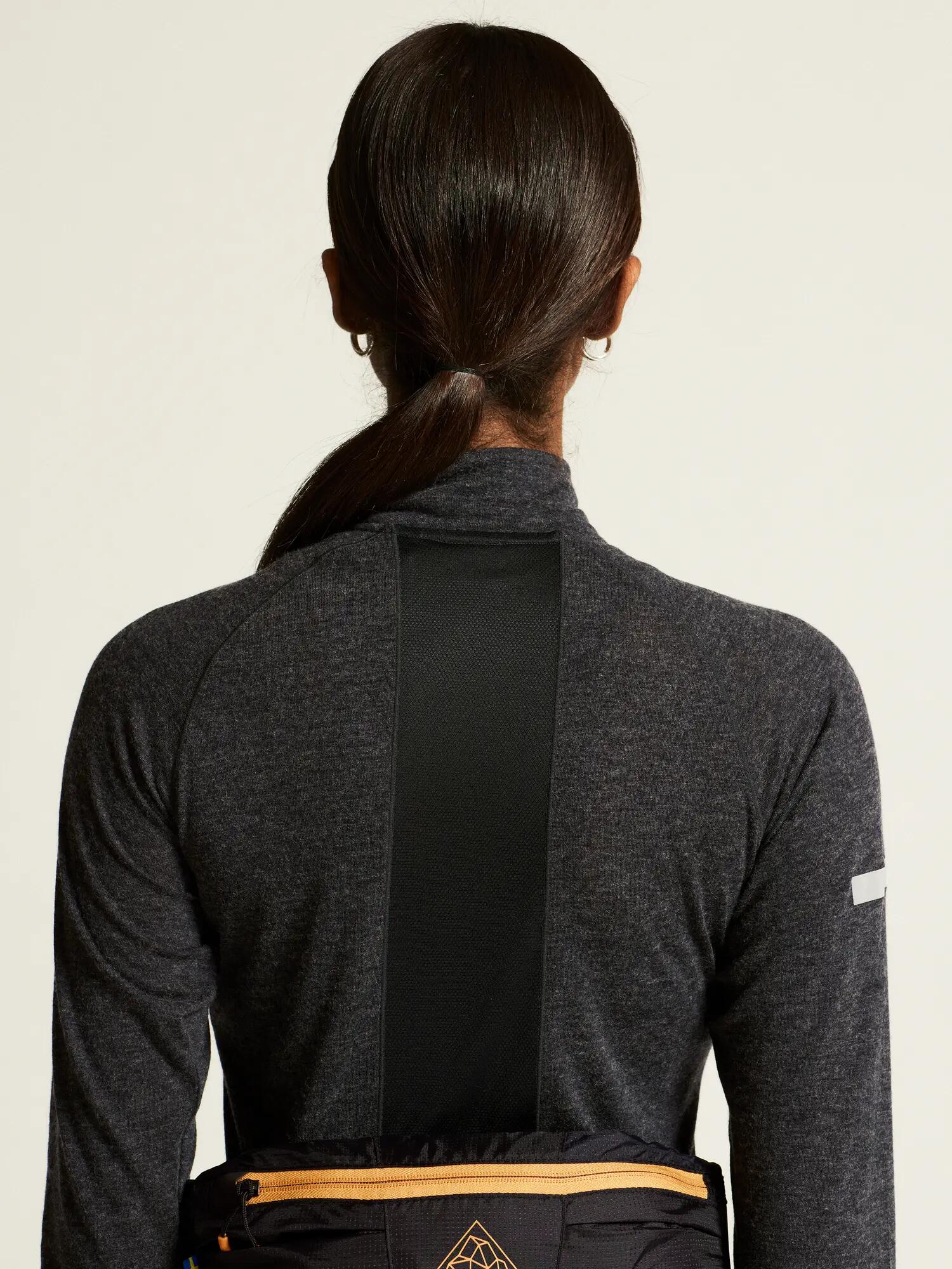 craft Wool LS Tee W - Tee-shirt manches longues en laine mérinos – Black/Melange 3/7
