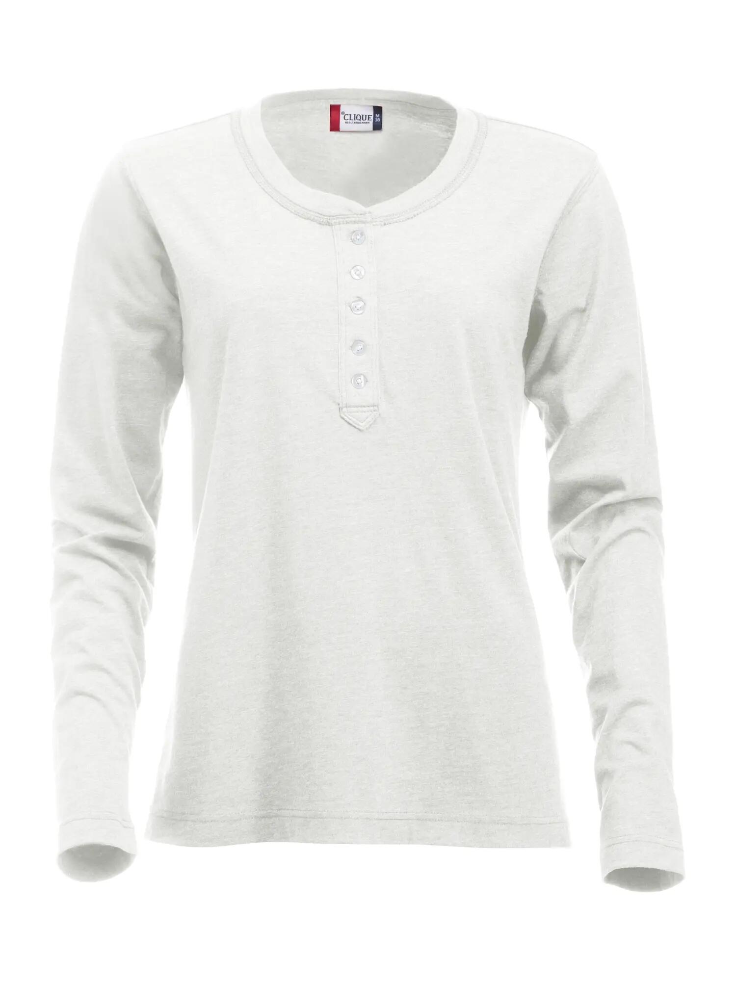 clique Orlando Women longsleeve van katoenmengsel – stone white 1/4