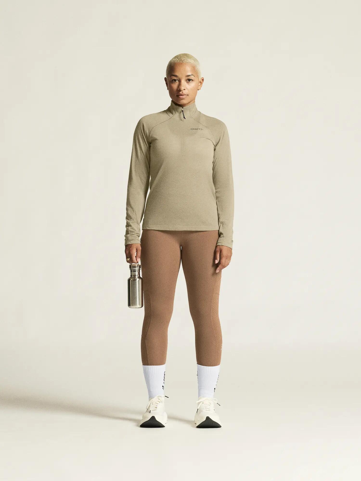 craft Wool LS Tee W haut manches longues en laine mérinos – Hay/Melange 7/7