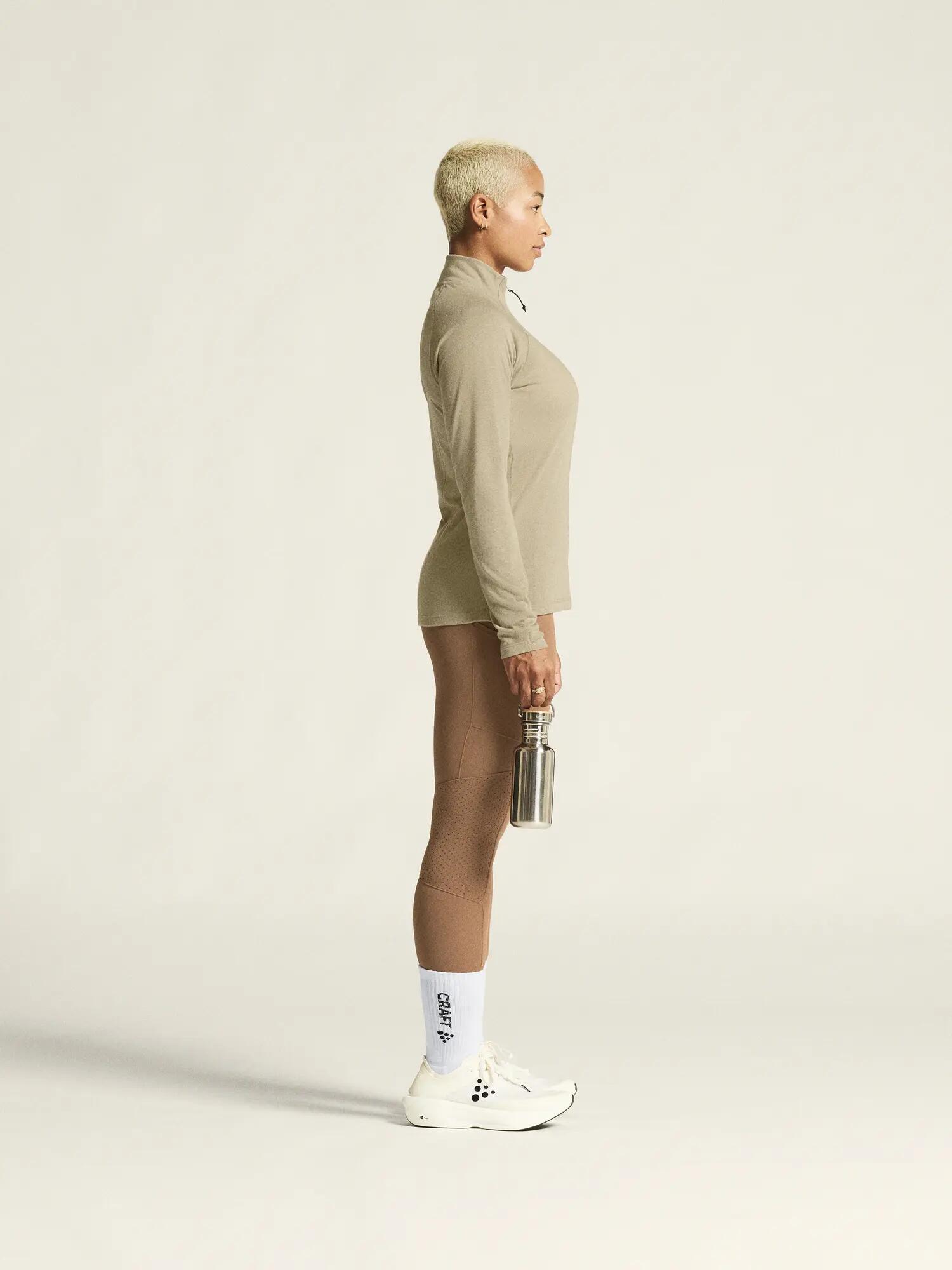 craft Wool LS Tee W haut manches longues en laine mérinos – Hay/Melange 4/7
