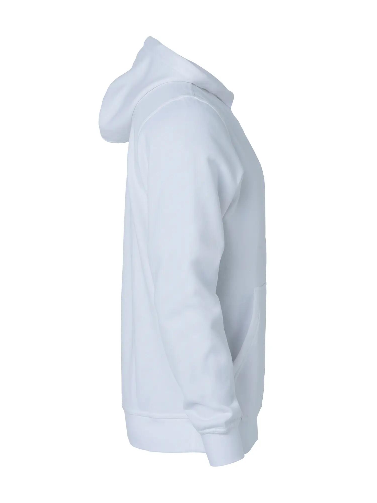 clique Basic Hoody Junior – camisola com capuz branca, tecido anti-pilling – 4/4