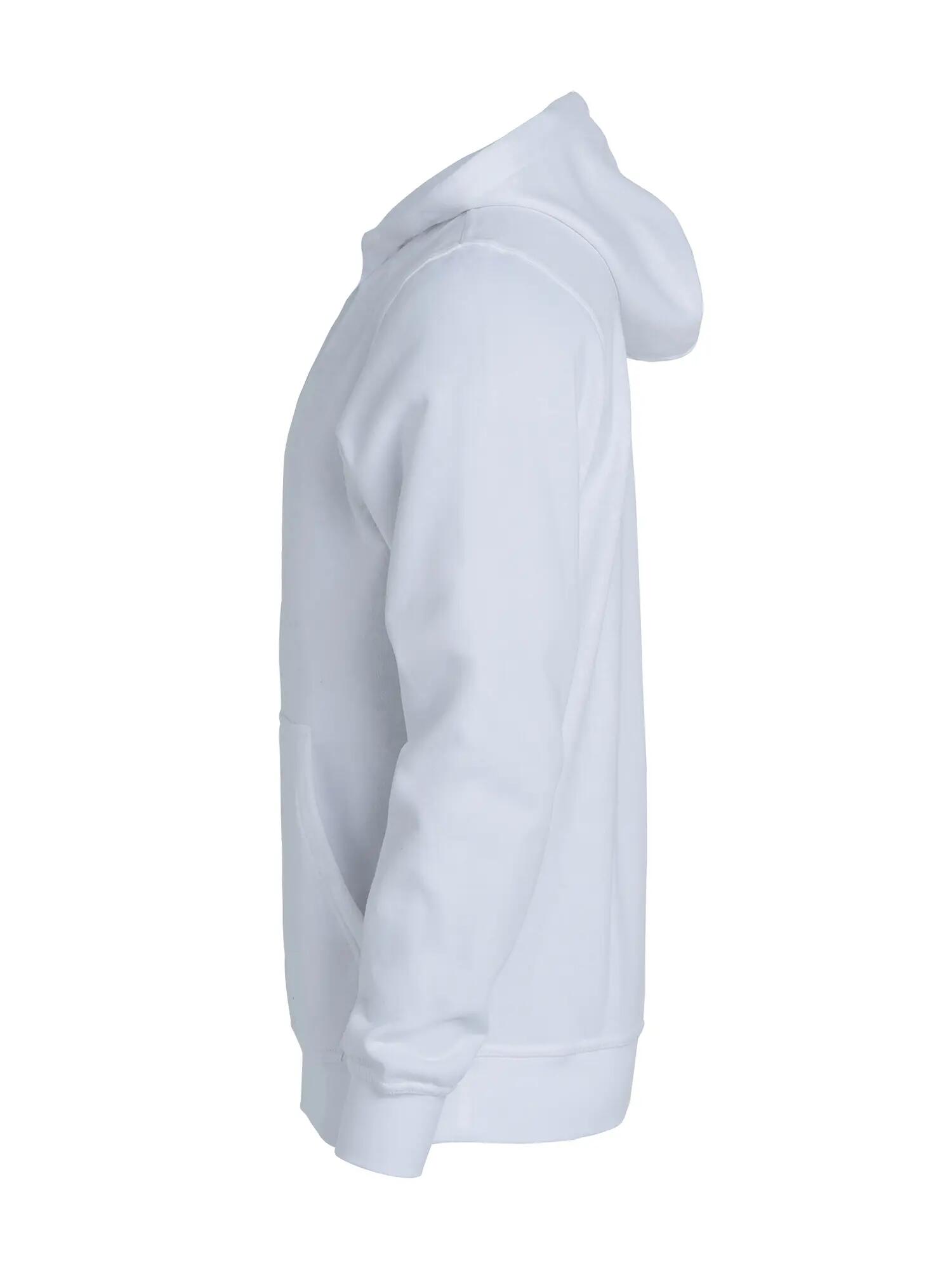 clique Basic Hoody Junior – camisola com capuz branca, tecido anti-pilling – 3/4
