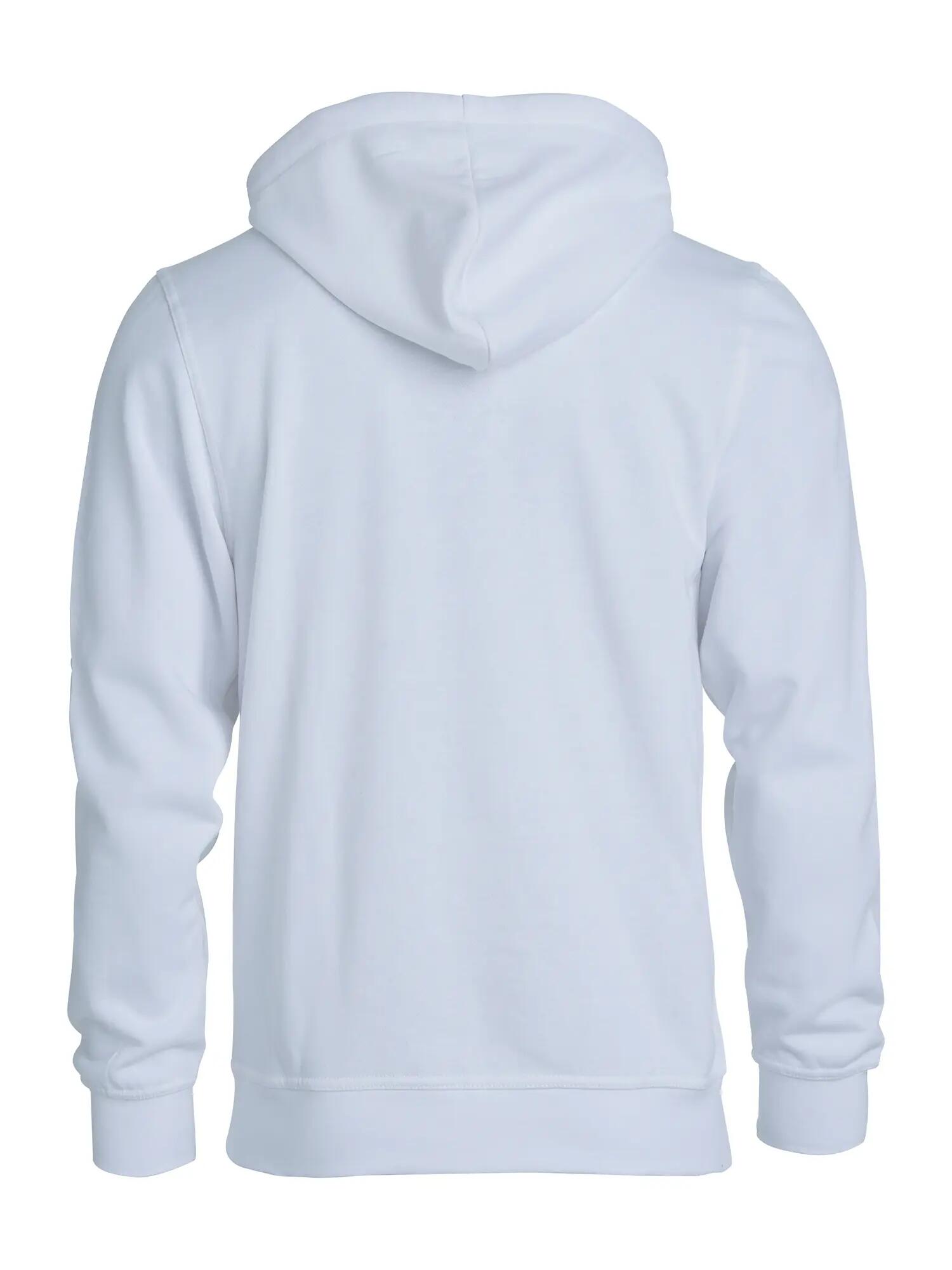 clique Basic Hoody Junior – camisola com capuz branca, tecido anti-pilling – 2/4