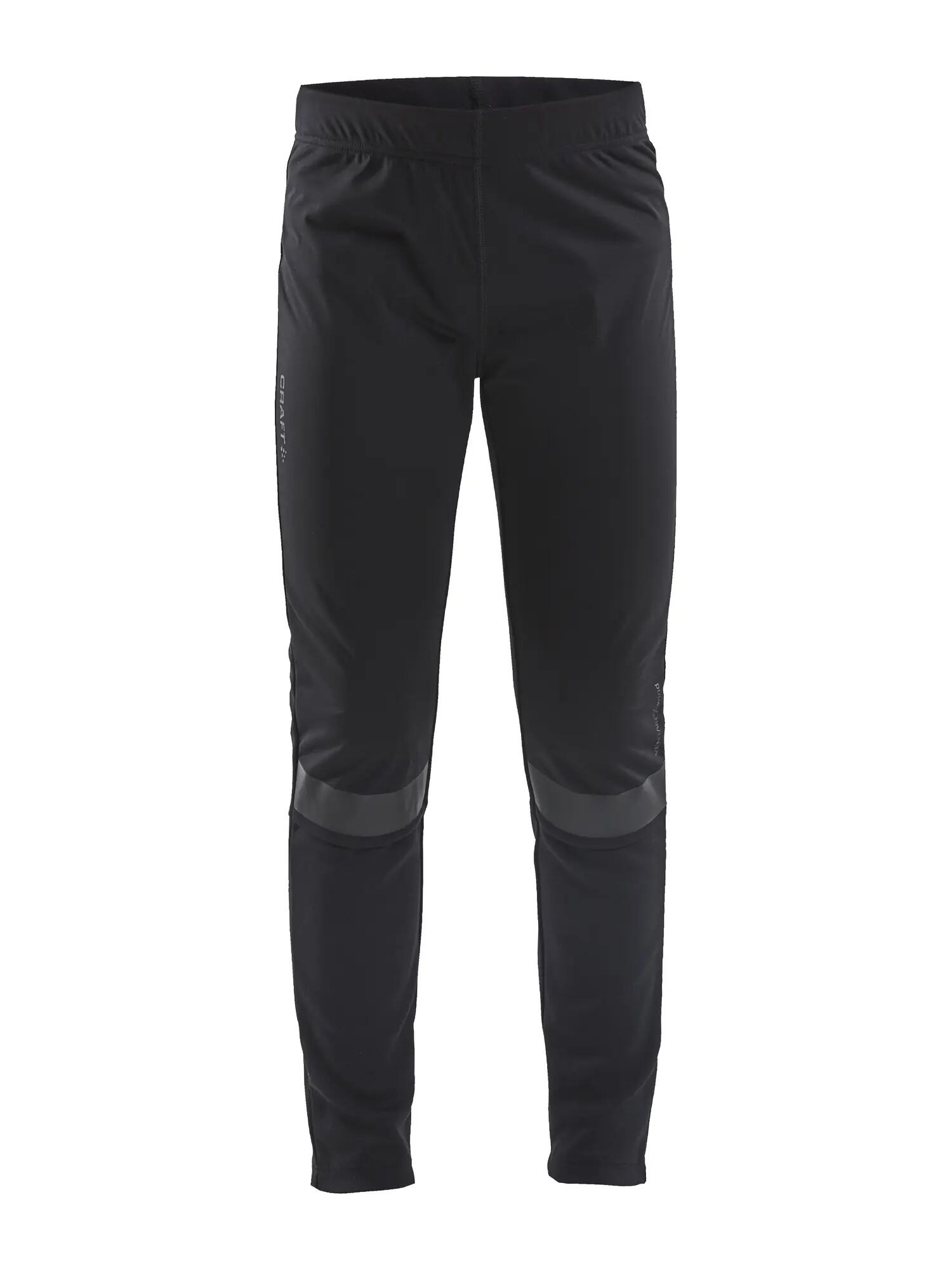 craft ADV Warm Tights Jr warme Junior-Laufhose mit Windschutz – Black 1/5