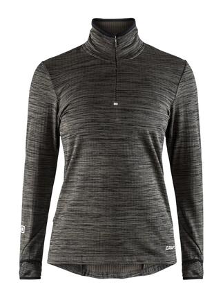 craft Grid Halfzip W – Haut femme en tissu structuré – Black Melange