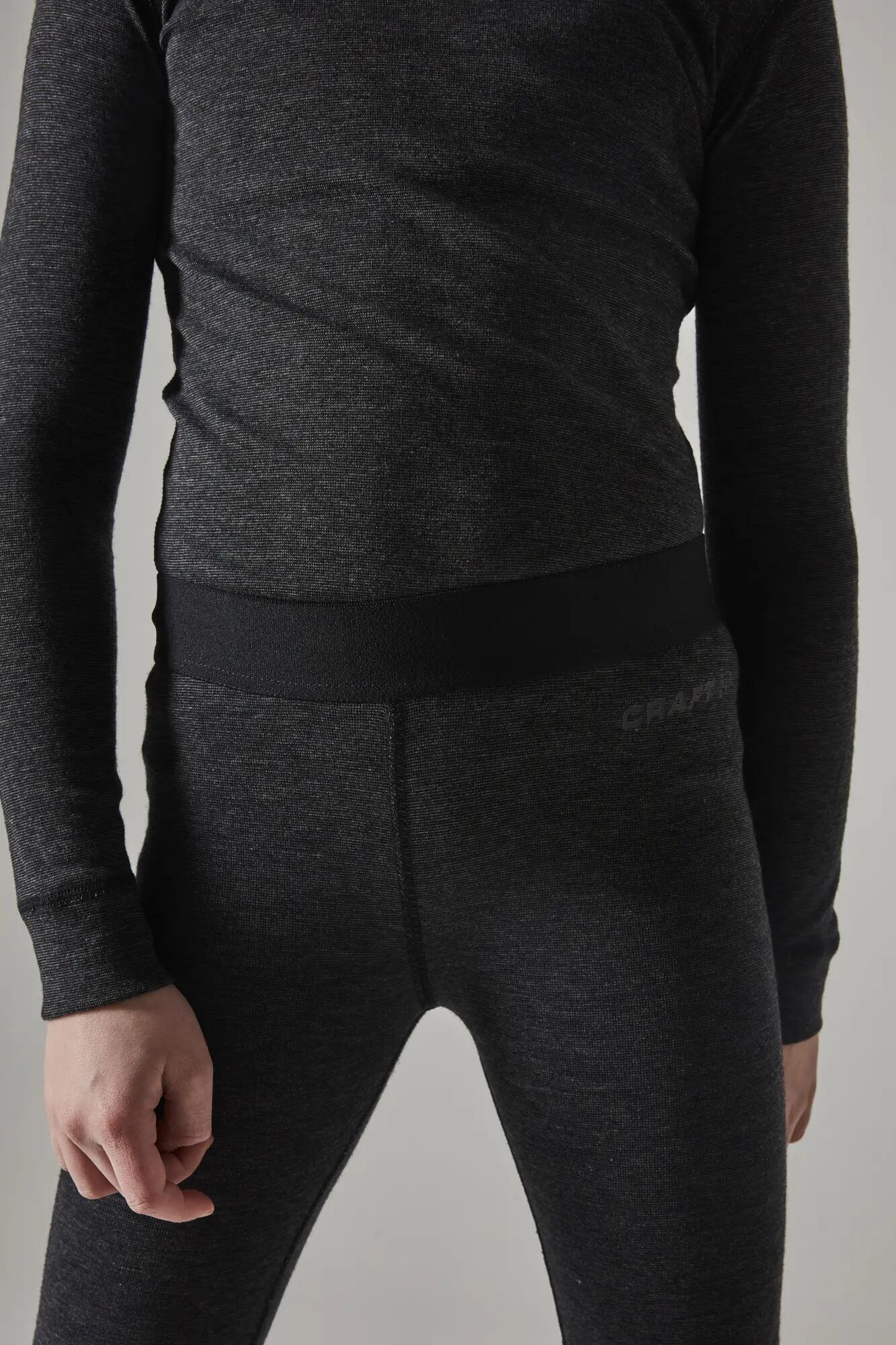 craft Wool Merino Set J - Conjunto térmico júnior em lã merino – Black Melange 5/7