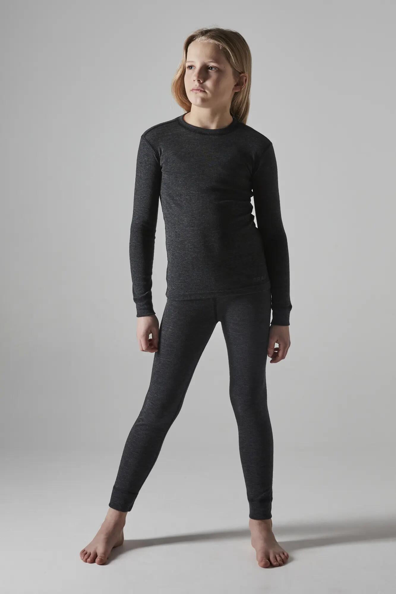 craft Wool Merino Set J - Conjunto térmico júnior em lã merino – Black Melange 2/7