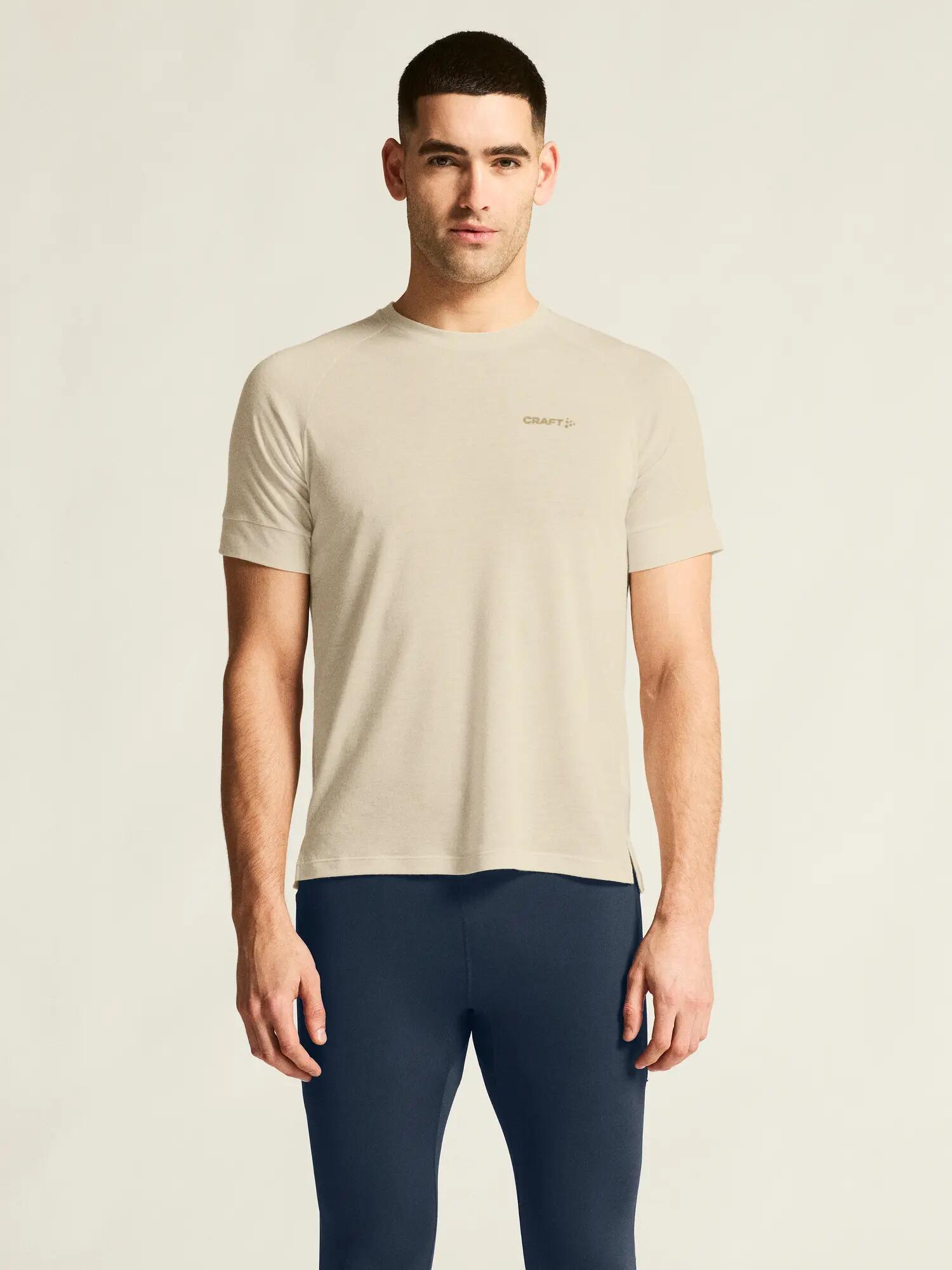craft Wool SS Tee M T-Shirt aus recyceltem Polyester & Wolle – Tofu Melange 4/7