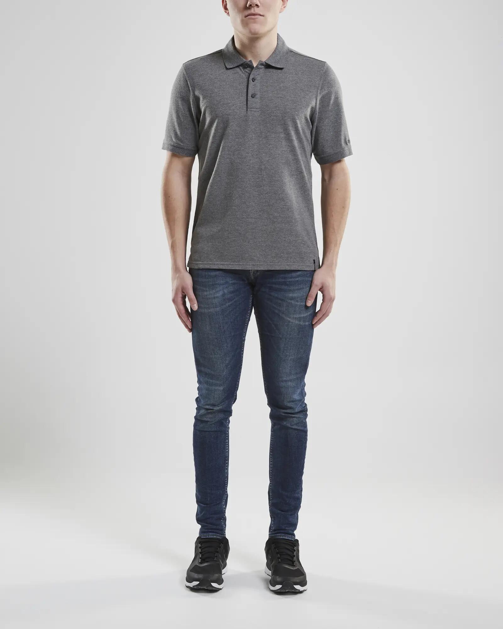 craft Casual Polo Piqué Herren 65/35 DK GREY MELANGE 4/4