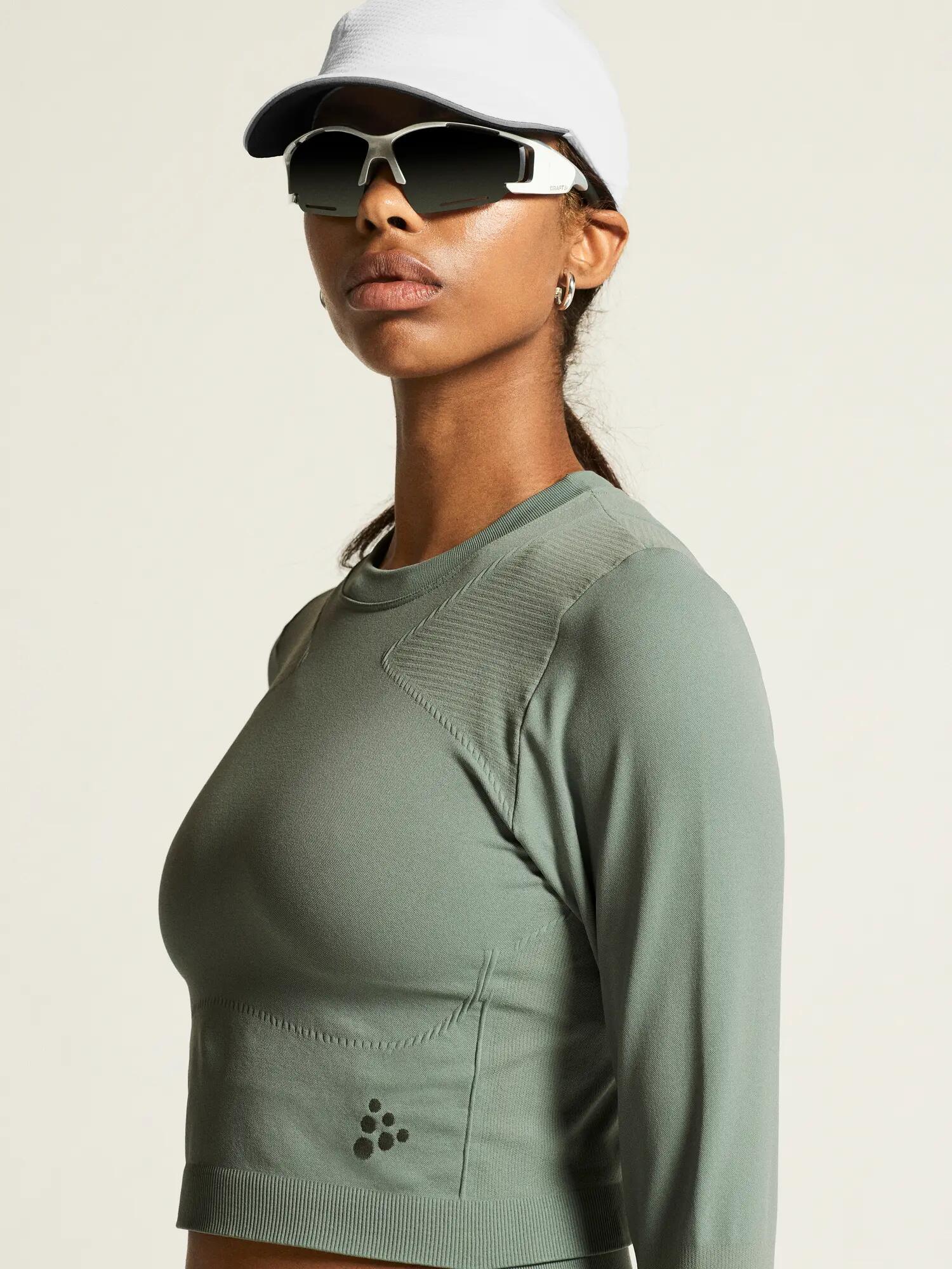 craft Damen Seamless Cropped Langarm-Trainingsshirt – Leaf 3/7