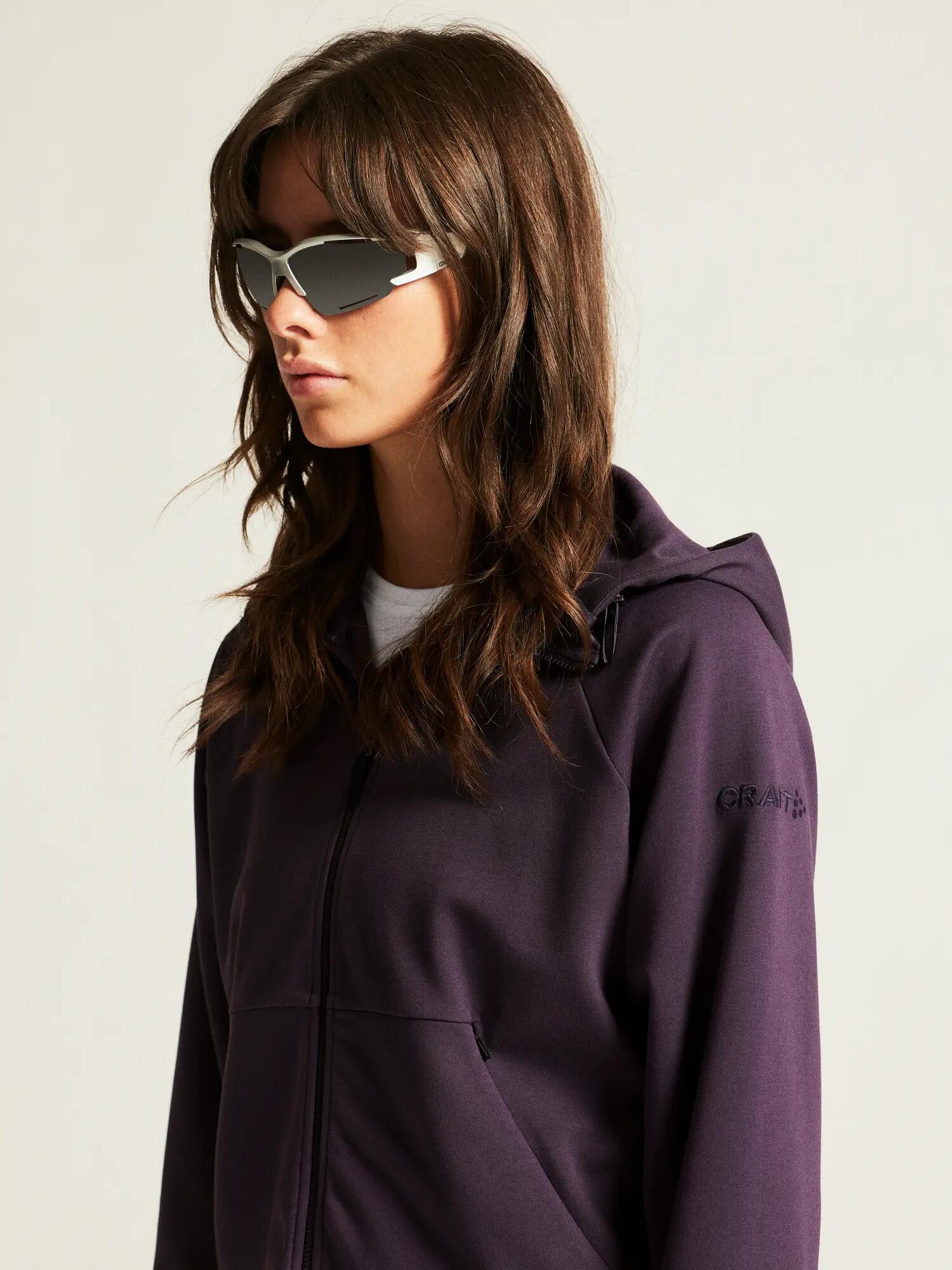 craft ADV Join FZ Hoodie W - Sweat zippé femme, coupe courte – Dk Plum 5/7
