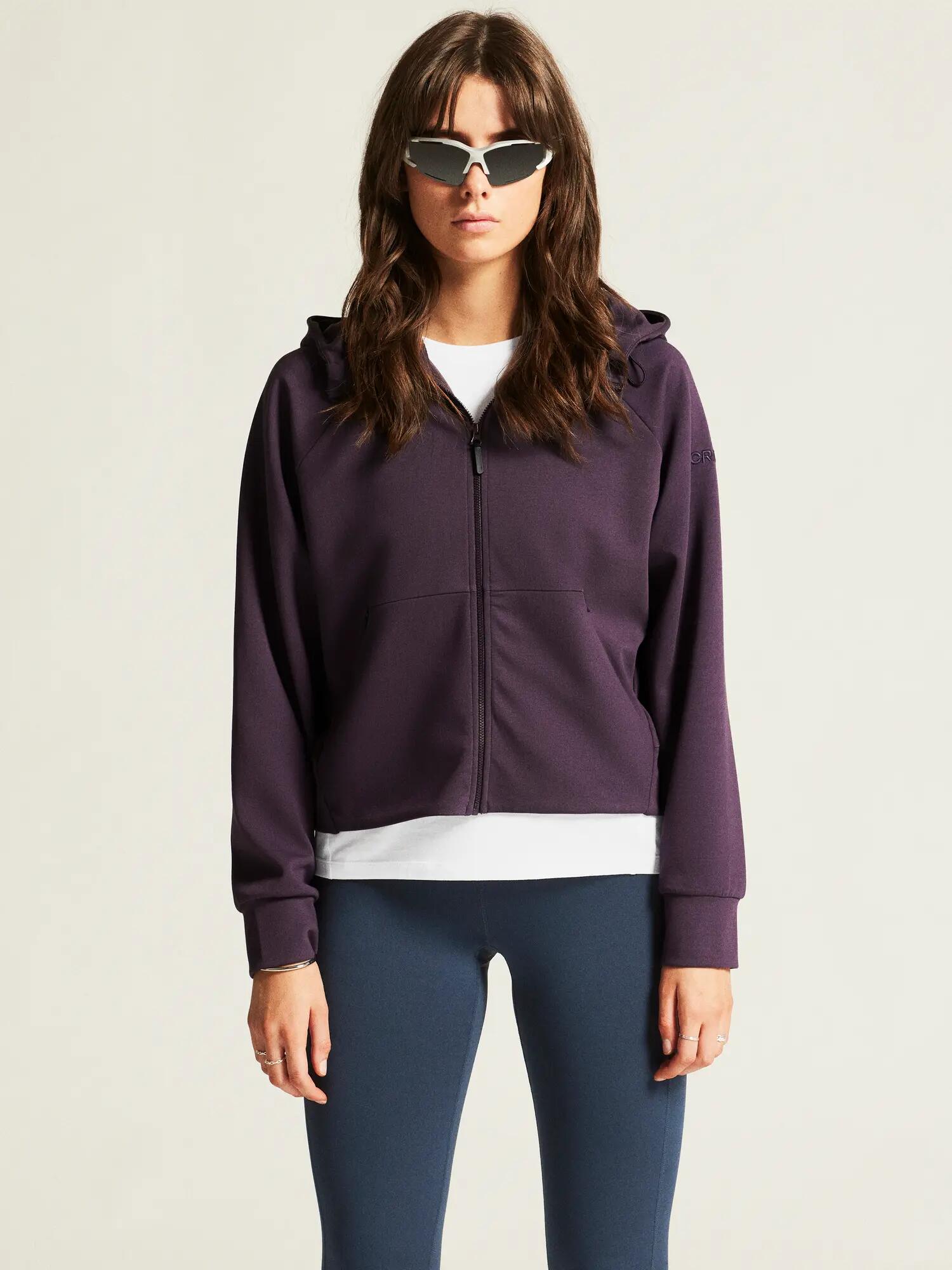 craft ADV Join FZ Hoodie W - Sweat zippé femme, coupe courte – Dk Plum 4/7