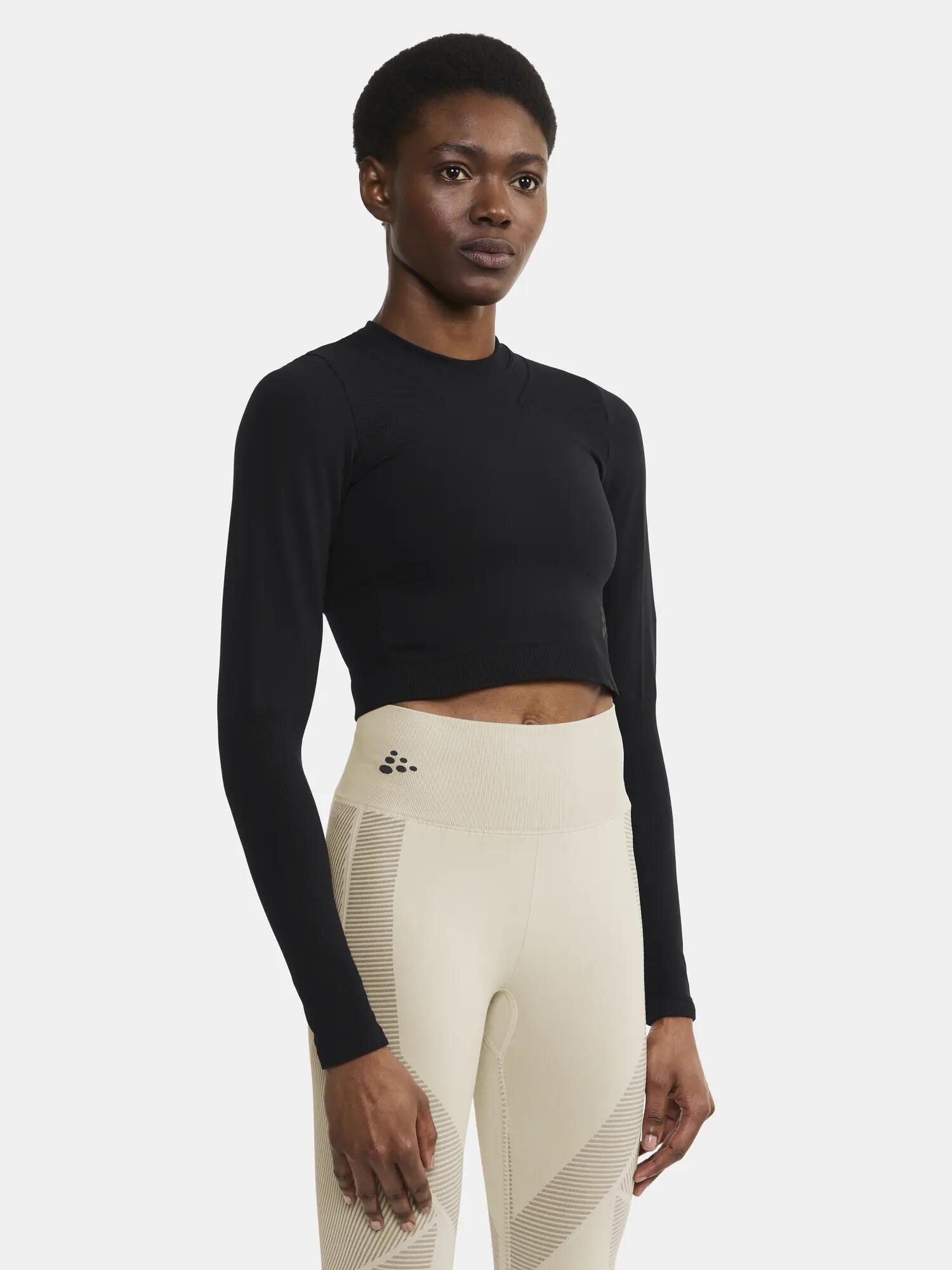 craft ADV Tone Seamless Cropped Ls Top W – eng anliegendes Trainingstop – Black 4/5