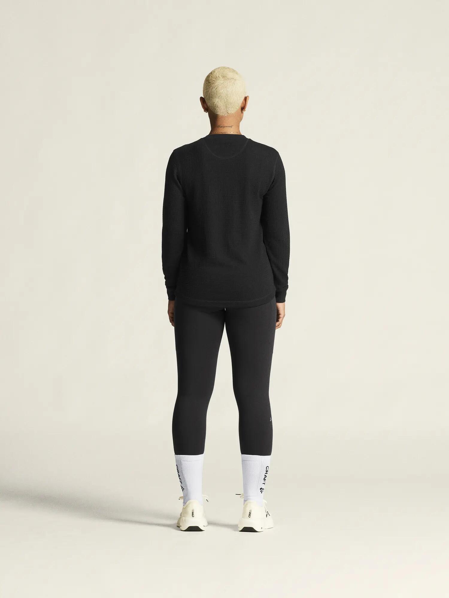 craft Damen-Shirt Wool Waffle RN W Langarm aus Lyocell-Wolle – Black 6/7