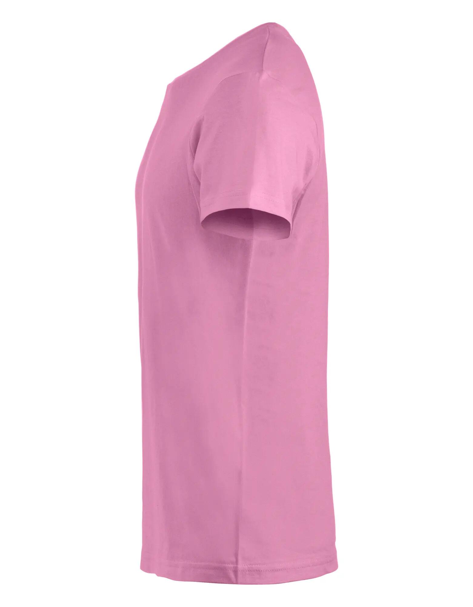 clique Basic-T Junior T-Shirt aus Baumwolle mit Rippenkragen – bright pink 3/4