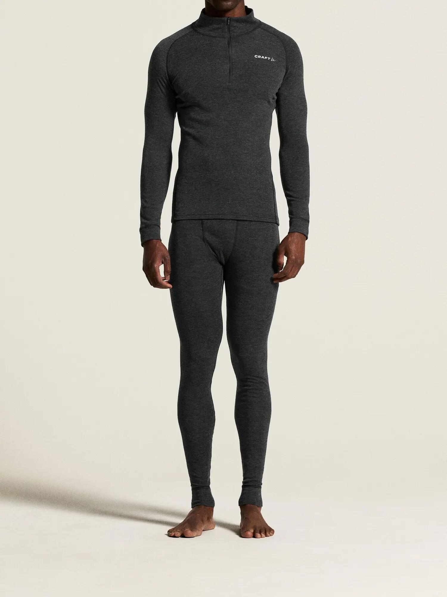 craft Wool Merino HZ set M Funktions-Baselayer Halbzip Wärme – Black/Melange 6/7