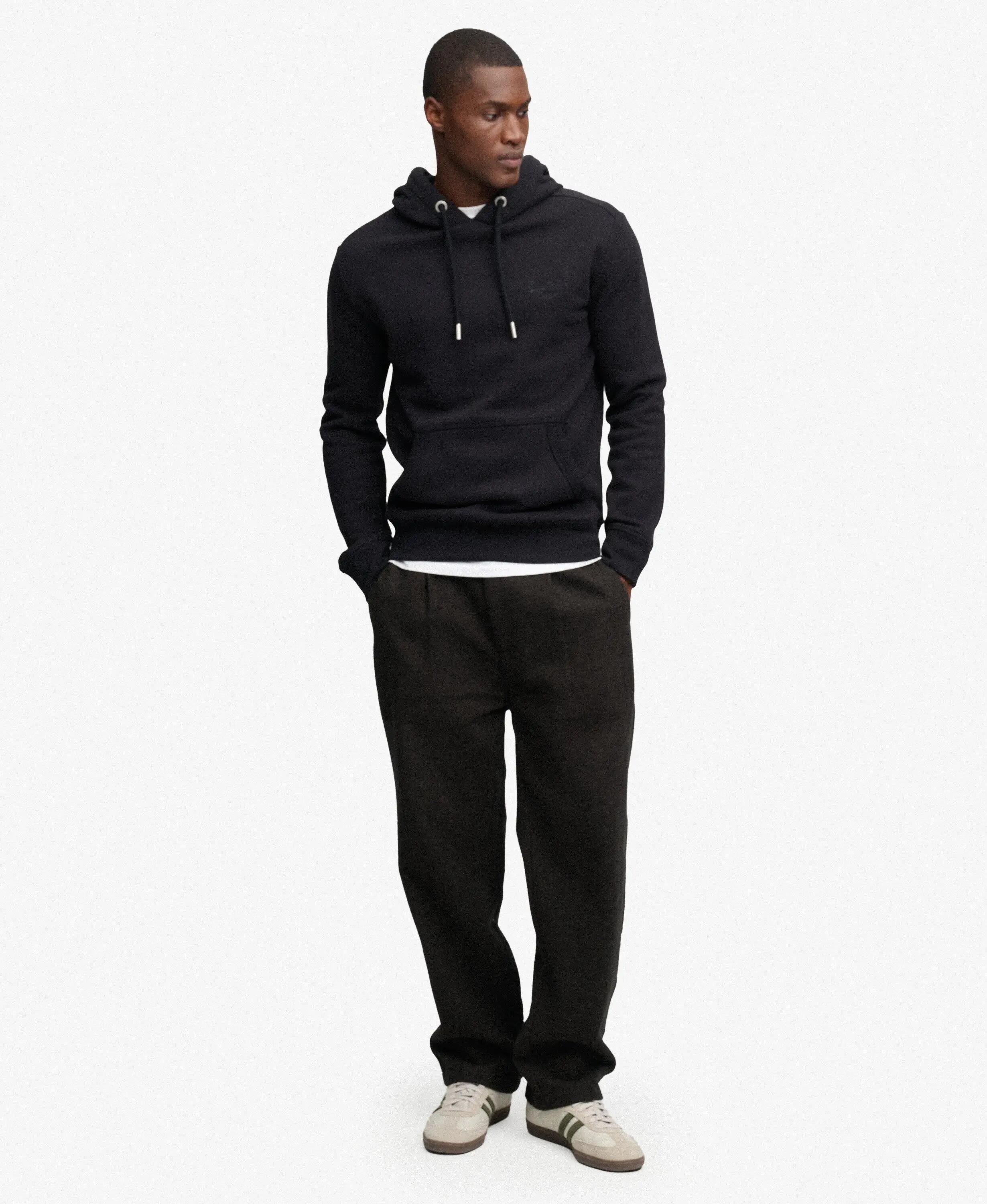 superdry Vintage Logo geborduurde hoodie – Slim Fit, zwart – Black 2/6
