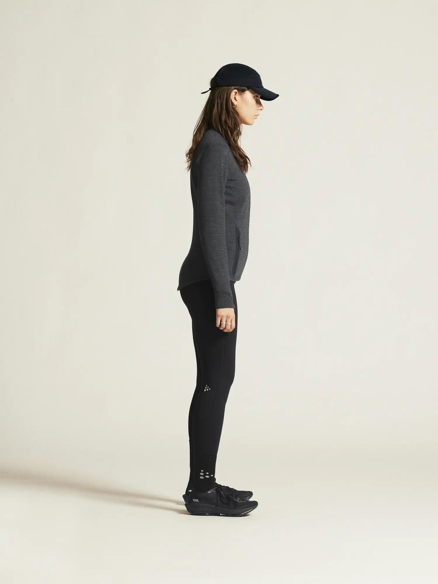 craft PRO Explore Wool Midlayer W — Merinowolle & Polyester – Black Melange 3/7