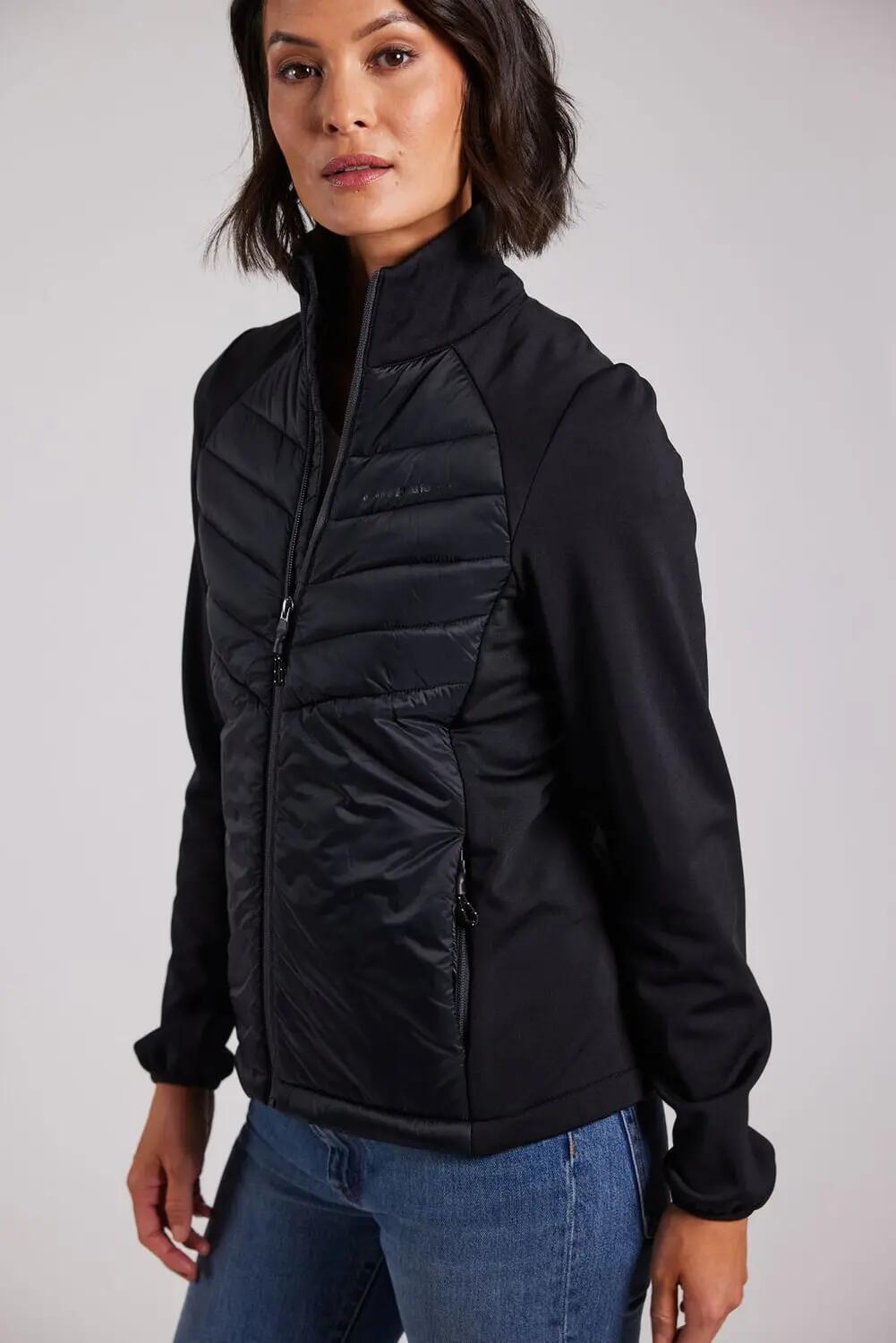 sebago Karin Hybrid Jacket – Veste hybride noire, devant et dos légèrement 5/6