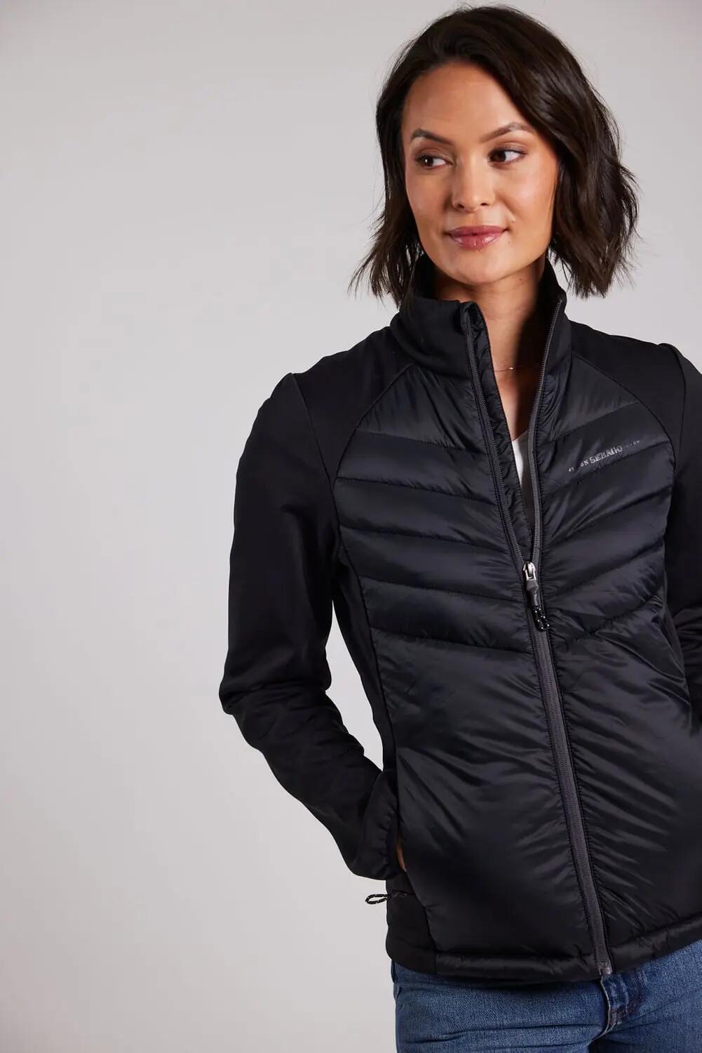 sebago Karin Hybrid Jacket – Veste hybride noire, devant et dos légèrement 2/6