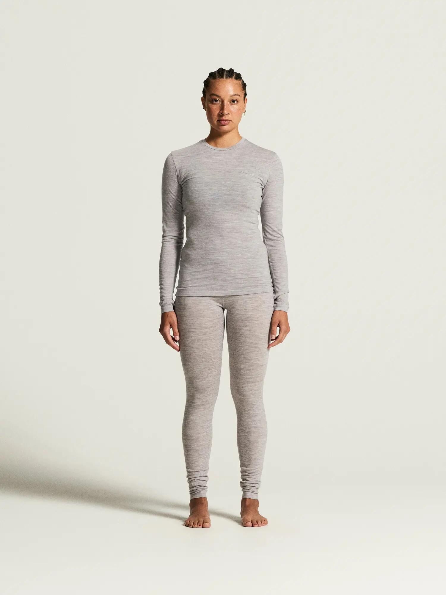 craft Dames lange mouw Wool 95 LS CN shirt 95% merinowol – Grey/Melange 4/7