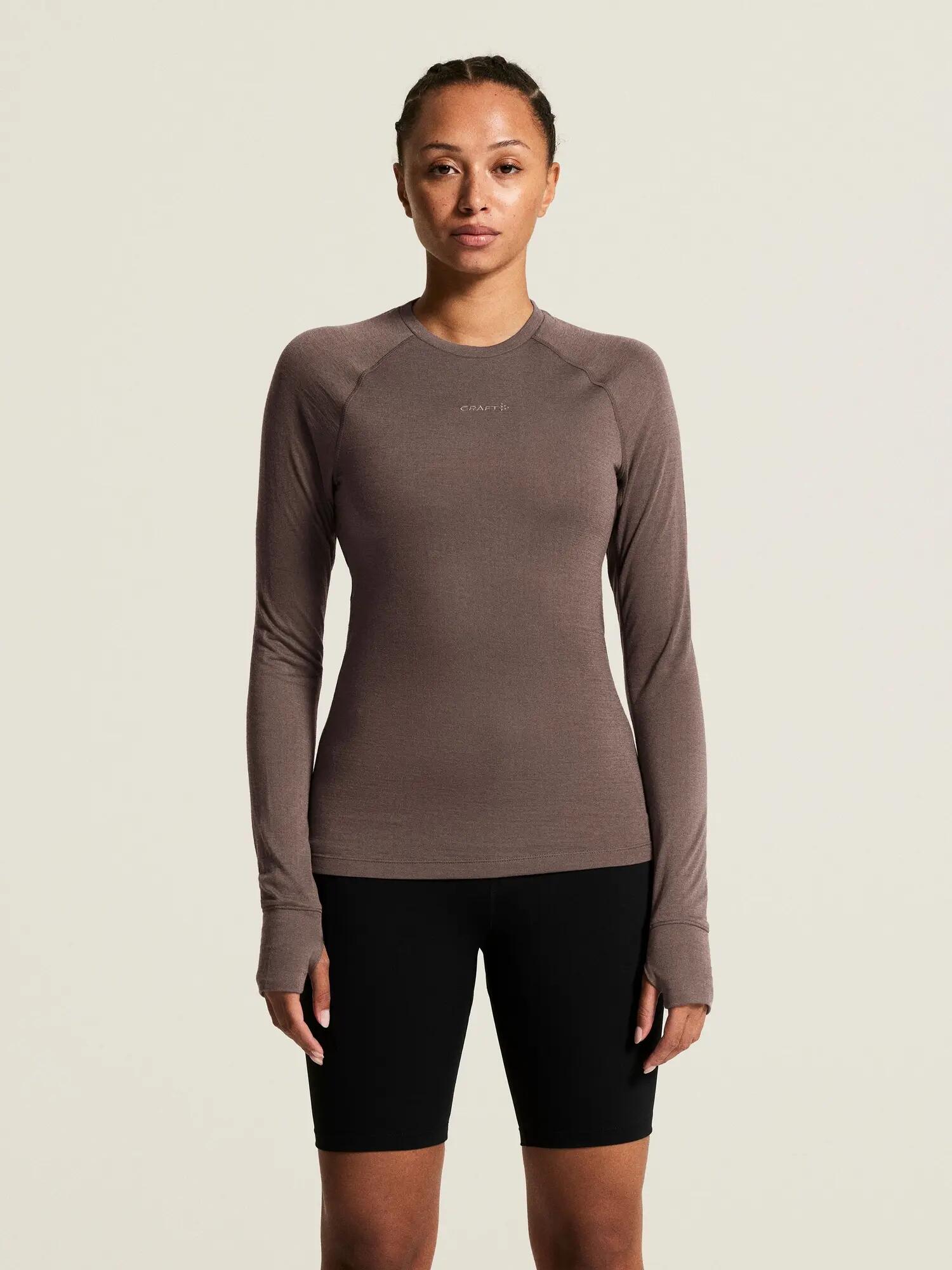 Wool Comfort RN LS W - haut manches longues isolant – Plum Taupe 7/7