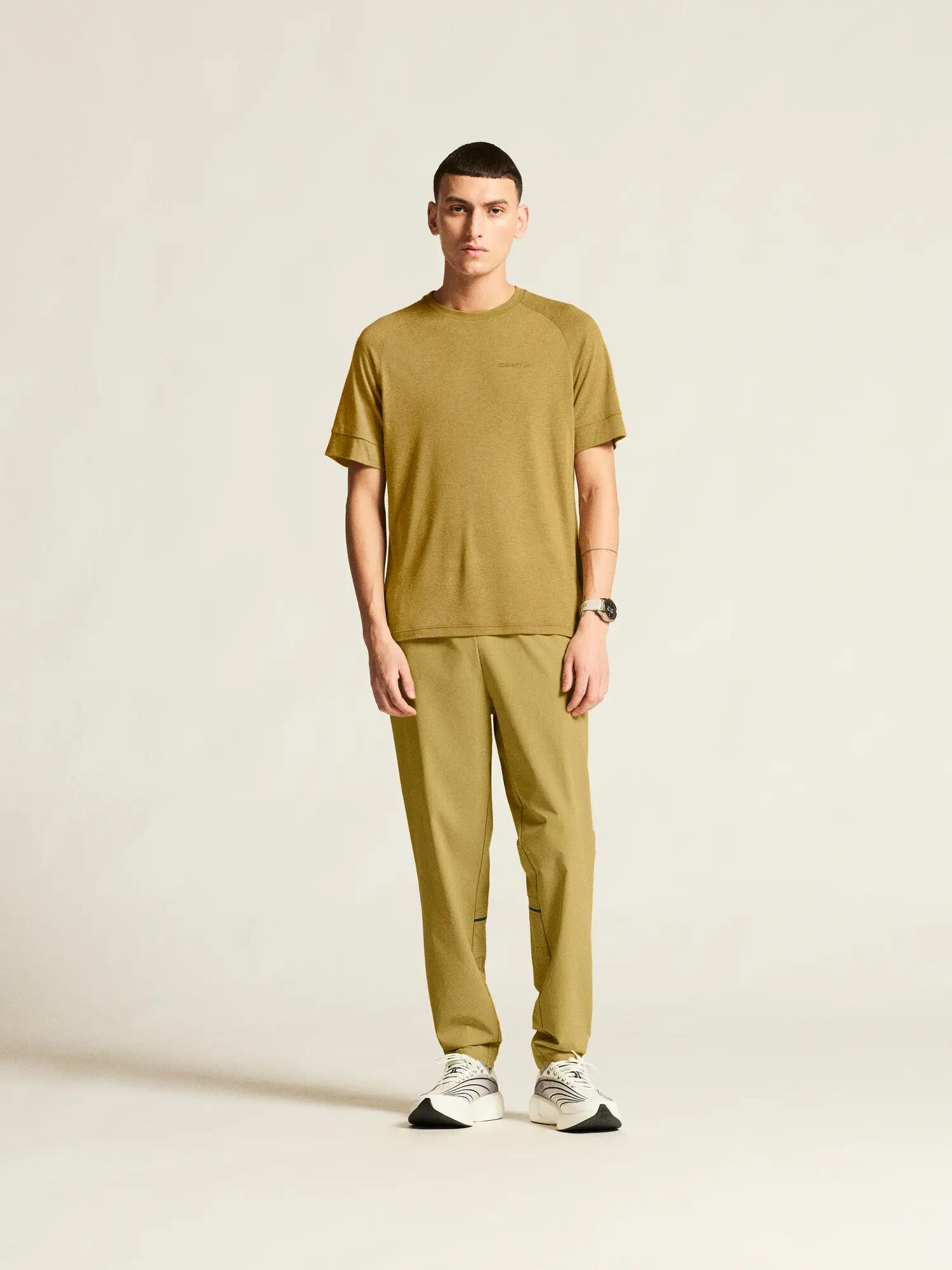 craft Wool SS Tee M Kurzarmshirt aus recyceltem Polyester und Wolle – Khaki 3/7