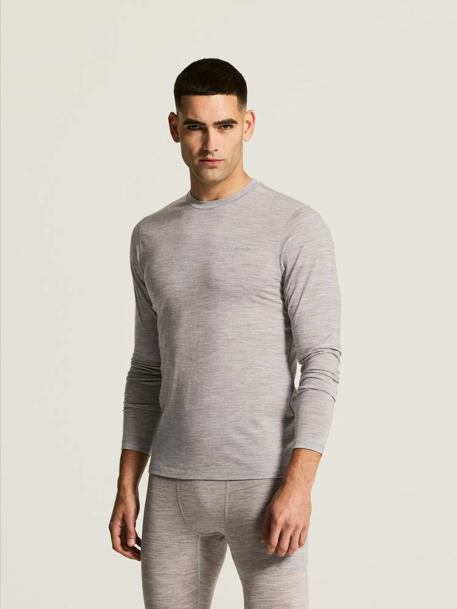 Craft Wool 95 LS CN Langarmshirt Merinowolle 95% – Grey/Melange 5/7
