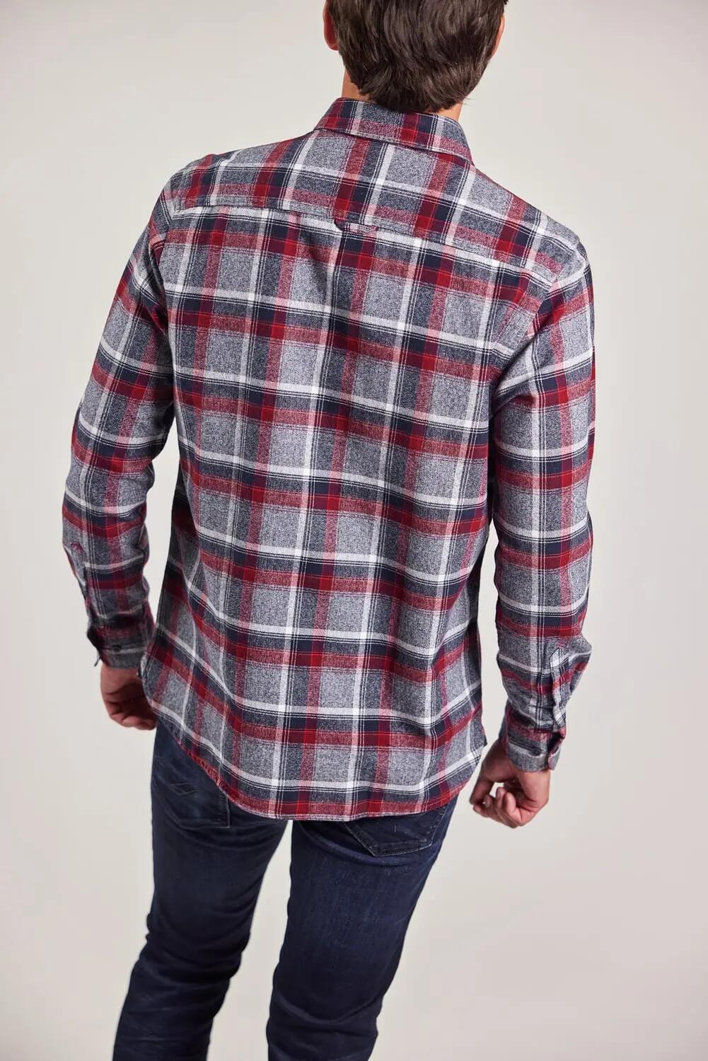 sebago Chemise Twisted Yarn Checked en coton mélangé – NAVY 5/5